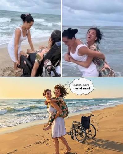 Una madre llevó a su hija con discapacidad a la playa para demostrar que  ella merece disfrutar igual que cualquier otra persona. Su nombre es Raissa  Monara, y tiene una hija que