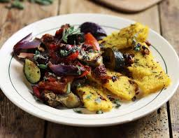 Wild chef polenta chips are crunchy on the outside and creamy on the inside. Med Roasted Veg Rosemary Polenta Chips Abel Cole