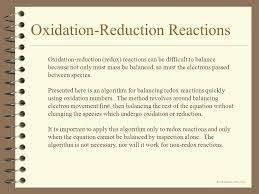 Balancing Oxidation Reduction Reactions A Short Primer Ppt Download