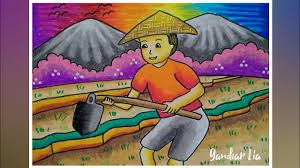 Sketsa dan gambar bentuk vektor maupun digital yang. Cara Menggambar Petani Mencangkul Di Sawah Youtube