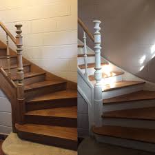 Avant Apres Escalier En Bois Peint Peindre Escalier Bois Escalier Bois Renovation Escalier Bois