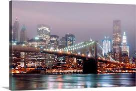 Maybe you would like to learn more about one of these? Night Shot Of Manhattan Skyline And Brooklyn Bridge With Fog In Air Wall Art Canvas Prints Framed Prints Wall Peels Great Big Canvas