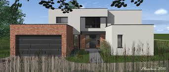 Enduit Blanc Clair Briques Menuiseries Alu Maison Cubique Construction Maison Maison Style