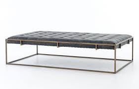 Rectangle coffee table tufted top sofa stores southampton. Tufted Leather Coffee Table Ottoman Mecox Gardens