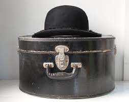 Vintage 1920s Hat Box Antique Black Travel Case Leather Etsy Vintage Hat Boxes Hat Box Vintage Luggage