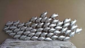 Reserved For Leslie School Of Fish Metal Wall Sculpture In Bronze Metal Wall Sculpture Metal Fish Wall Art Metal Tree Wall Art