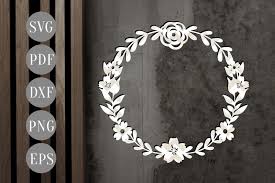 Download Free Floral Wreath Svg Papercut Template Flowers Cutting File Dxf Pdf Crafter File Free Download Cut Files Svg Png Dxf