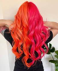 Vegan Cruelty Free Color On Instagram Can You Even Handle All This Heat Nothing Like A Spicy Split Dye Bright Hair Colors Edgy Hair Arctic Fox Hair Color