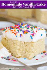 This Fluffy And Tender Homemade Vanilla Cake Recipe Is The Absolute Best You Ll Come Back To Homemade Vanilla Cake Easy Vanilla Cake Recipe Easy Vanilla Cake