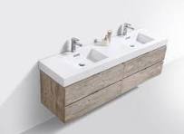 Bliss 72" Nature Wood Wall Mount Double Sink Modern Bathroom ...