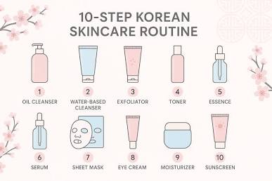 The classic K-Beauty routine focuses on gentle layering, starting from the thinnest texture to the thickest., AI generated