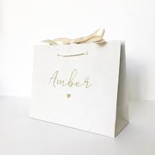 Personalised Cream Bridesmaid Gift Bag Personalised Wedding Gift Bag With Ribbon Flower Girl Bridal Party Gifts Rose Gold Name Gift Bag Wedding Gift Bags Bridesmaid Gift Bags Flower Girl Gift Bag