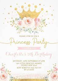 Pink Gold Crown Princess Birthday Blush Floral Invitation Zazzle Com In 2022 Floral Invitation Princess Birthday Invitations Princess Birthday Party Invitations