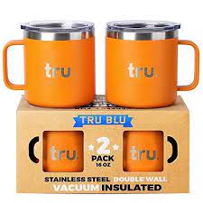 Insulated Coffee Mug With Lid Set Of 2 Stainless Steel Camping Mug With Handle Double Wall Metal Cup Bpa Free Shatterproof Dishwasher Safe 16oz In 2021 Insulated Mugs Insulated Coffee Mugs Metal Cups