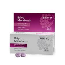 Buy BRIYO MELATONIN 3 MG NATURAL GRAPE FLAVOURED CHEWABLE TABLETS 50 NOS Online & Get Upto 60% OFF at PharmEasy