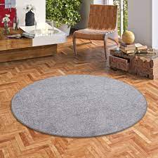 Runde teppiche für wohnzimmer kinderzimmer. Teppich Hochflor Shaggy Cottage Grau Rund