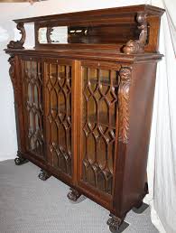 Rolling bookcase wooden oak antique. Bargain John S Antiques Large Antique Triple Door Oak Bookcase Sliding Doors Carved Dolphin Figures Bargain John S Antiques