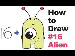 How To Draw Cute Cartoon Alien From Numbers 16 Easy Step By Step Drawing Tutorial For Ki Drawing Tutorials For Kids Drawing Tutorial Drawing Lessons For Kids