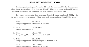 Bagian ahli waris pengganti gak boleh melebihi dari bagian ahli waris yang sederajat dengan yang diganti. Contoh Surat Keterangan Ahli Waris Doc Atau Word