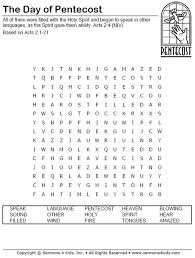 When the day of pentecost had come, the apostles were all together in one place. Pentecost Word Search Sermons4kids
