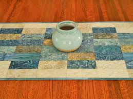 Blue Table Runner Quilted Batik Table Runner In Blue And Cream Modern Quilted Table Runner Coastal Blue Table Runner Batik Table Runners Coastal Table Decor