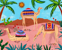 Their mouths are lined with what is referred to as papillae. Camels Resting At The Desert Illustration Desert Camels Animal Gouache Drawing Palmtrees Camels Illustration Camels Art Kitsch Art
