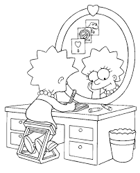 This drawing was made at internet users' disposal on 07 february 2106. Lisa Simpson Does Her Homework Coloring Page To Print And Download