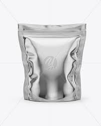 Metallic Stand Up Pouch Bag Mockup In Pouch Mockups On Yellow Images Object Mockups