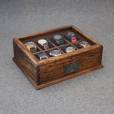 New Personalized Rustic Men 39 S Watch Box For 8 Watches With Glass Top And Secret Compartment Wood Watch Box Mens Watch Box Wooden Watch Box