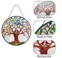 Amazon.com: Stained Glass Suncatcher Window Hanging 12” Tree ...