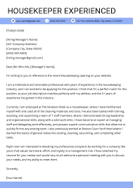 As a professional with experience in directing teams in hotel housekeeping toward excellence, i excited to submit my application for the available hotel housekeeper position on your. Housekeeper Experienced Cover Letter Example Template Cover Letter Sample Housekeeping Cover Letter Example
