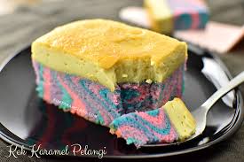 Resepi kek pisang jer pun kecuh! Kek Karamel Pelangi Sedap Dan Lembut Buat Orang Lapo
