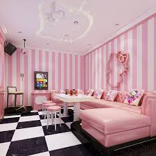 A feminine pink traditional bedroom in a chicago townhouse by designer ruthie summers for veranda magazine. Princess Pink Cute Girl Non Woven Living Room Bedroom Pink Striped Wallpaper Modern Home Decoration Wallpaper Shopee Malaysia