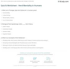For many people, math is probably their least favorite subject in school. Quiz Worksheet Herd Mentality In Humans Study Com