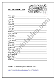 And the only othr thing i know is that it goes something like:i dont give a ***** if you looking at my *****,go head, keep looking at my ******,you keep ca. Alphabet Rap Esl Worksheet By Julivia
