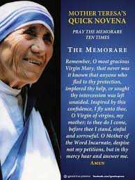 Blessed Mother Teresa S Quick Novena 10 Memorares Mother Teresa Novena Prayers Novenas Catholic