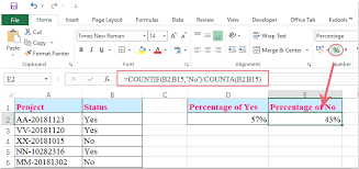 How To Calculate The Percentage Of Yes And No From A List In Excel