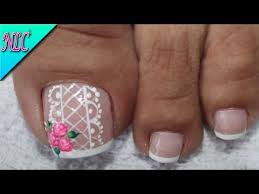 Decoración de uñas de los pies sencillas. Diseno De Unas Para Pies Rosas Sencillas Roses Nail Art Nlc