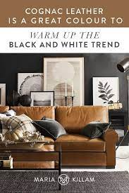 Is A Cognac Leather Sofa Timeless Or Trendy Yay Or Nay In 2021 Black And White Living Room Black Living Room Cognac Leather Sofa