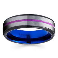 Black And Blue Tungsten Wedding Bands Purple Tungsten Wedding Bandblue Tungsten Wedding Bandgray Etsy Blue Tungsten Ring Blue Tungsten Tungsten Wedding Bands