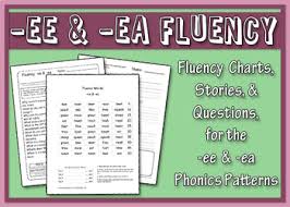 ee ea word family fluency charts stories comprehension worksheets