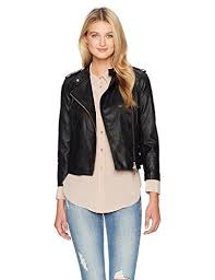 A X Armani Exchange Womens Standard Solid Eco Leather Moto Jacket Plaid Skirt Outfit Skirt Outfits Coats Jackets Women