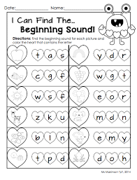 February Printables Kindergarten Literacy And Math Kindergarten Valentines Kindergarten Literacy Beginning Sounds Worksheets