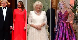 Tea length party dresses in black, red, yellow, or blue were part of every woman's wardrobe. Royals Us Officials Reveal Stunning Outfits At President S Private Dinner Party