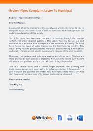 Broken Pipes Complaint Letter To Municipal: 4 Templates