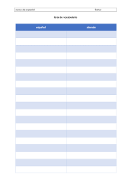 Hier klicken zum ausklappen (1) ereignisse und gegenereignisse erkennen und eine leere vierfeldertafel zeichnen. Vokabelliste Zum Ausfullen Leer Unterrichtsmaterial Im Fach Spanisch Vokabeln Vokabelheft Unterrichtsmaterial