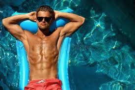 Man Summer Fashion Male Model Tanning By Pool Skin Tan Man Summer Fashion Be Sponsored Model Tanning Pool Male Man Ad Male Model