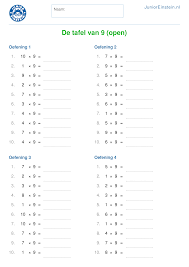 A startpage with online resources about tafels oefenen, created by liesbeth donbosco. Werkblad De Tafels Van 6 7 8 En 9 Open