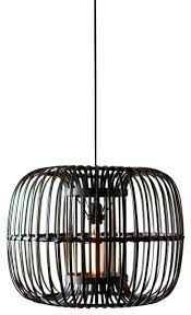 The fabric, sourced from afghanistan from a company that employs local women to knit shawls, is tied to the frame by hand, the sheer quality of. Modern Round Black Bamboo Cage Pendant Light Fixture Hanging Chandelier Drum Asian Pendant Lighting By My Swanky Home Houzz