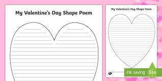 Write the correct letters bellow the pictures and match the words and pictures in the box. Valentine S Day Shape Poetry Template Teacher Made